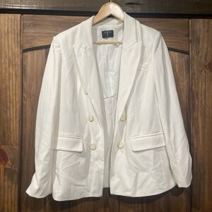 Tahari White Double-Breasted Blazer